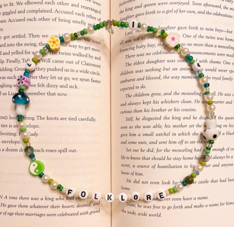 folklore album inspired beaded necklace