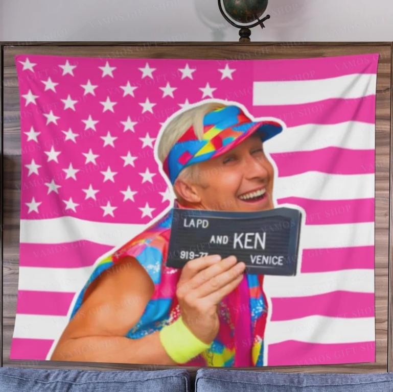 barbie movie ken mugshot flag