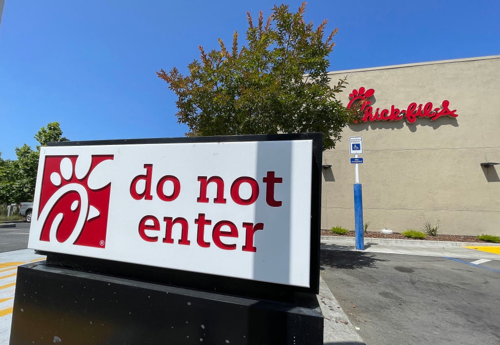 sign outside a chick-fil-a as we learn about a north carolina chick-fil-a requiring adult supervision for teens