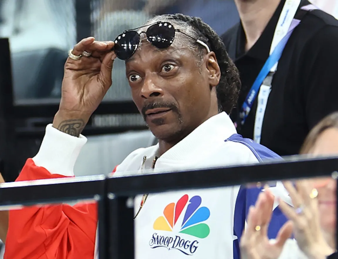 Snoop Dogg (R) attends the Artistic Gymnastics Women's Qualification on day two of the Olympic Games Paris 2024 at Bercy Arena