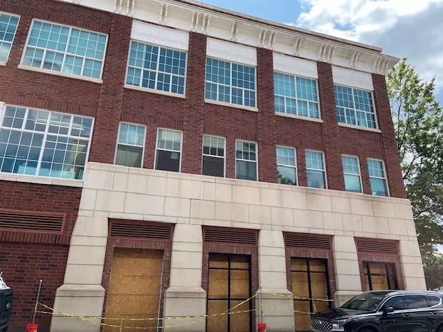 construction underway in a building space that we learn will soon be home to a new Peruvian Sandwich Shop in South End Charlotte