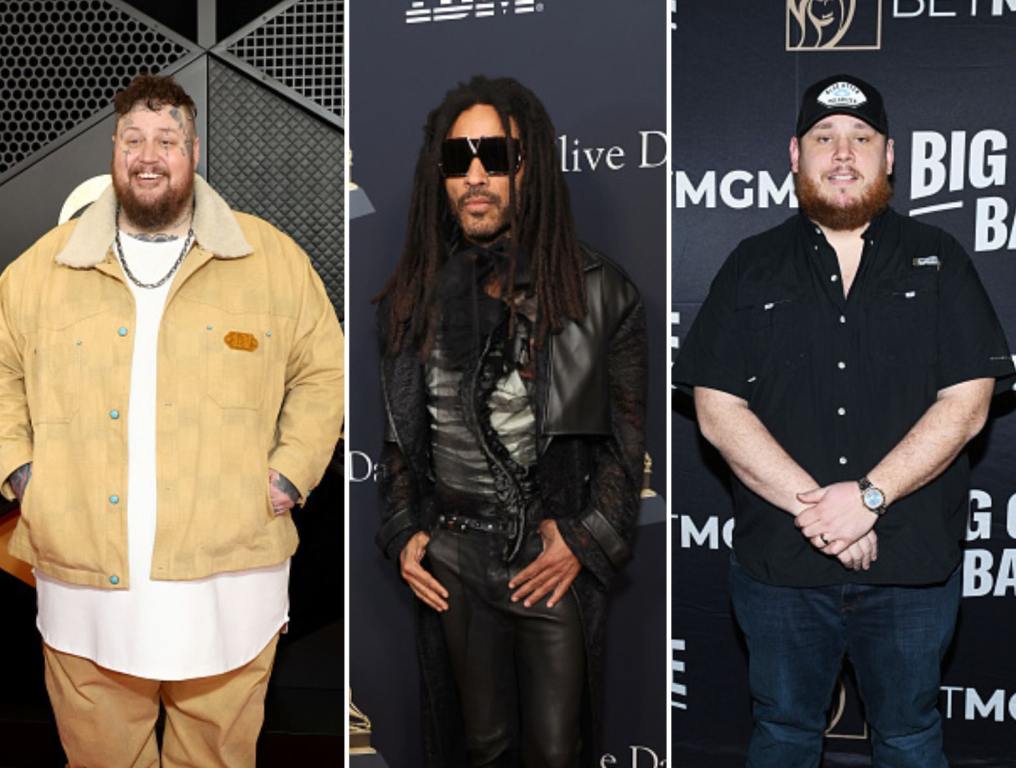 (L-R) Jelly Roll attends the 66th GRAMMY Awards, Lenny Kravitz attends the 66th GRAMMY Awards Pre-GRAMMY Gala, Luke Combs arrives at the BetMGM Big Game Bash at The Chelsea at The Cosmopolitan of Las Vegas