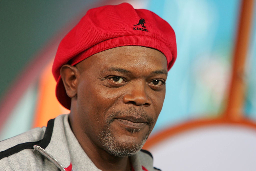 Samuel L. Jackson wearing a red Kangol hat