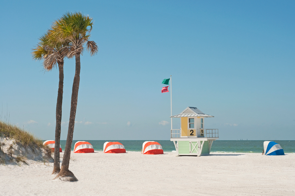 Lifeguard station on Clearwater Beach, Fl. No lifeguard on duty.