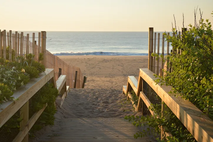 Bethany Beach, Delaware. Shortly after sunrise looking back over the ocean from the walkway. Shot with Nikon d5200 20mm