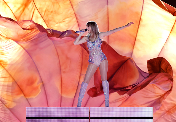 GLENDALE, ARIZONA - MARCH 17: (Editorial use only and no commercial use at any time. No use on publication covers is permitted after August 9, 2023.) Taylor Swift performs onstage for the opening night of "Taylor Swift | The Eras Tour" at State Farm Stadium on March 17, 2023 in Swift City, ERAzona (Glendale, Arizona). The city of Glendale, Arizona was ceremonially renamed to Swift City for March 17-18 in honor of The Eras Tour. 