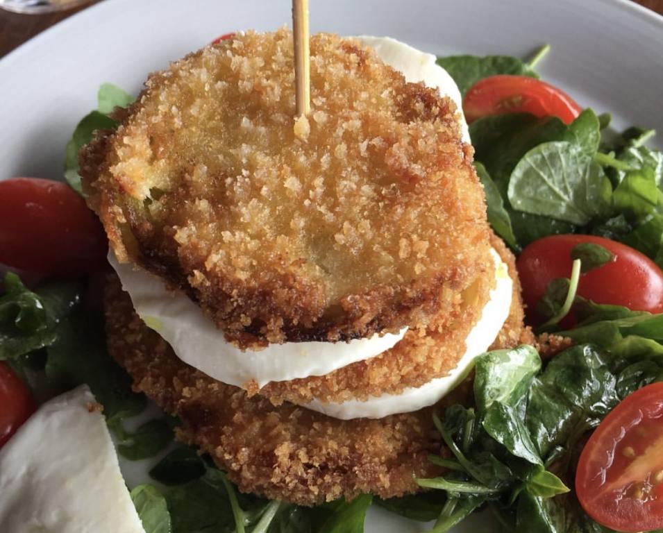 Goat Cheese Appetizer at Sunset Terrace at Grove Park Inn Asheville one of best food cities in the U.S. and best places to travel alone